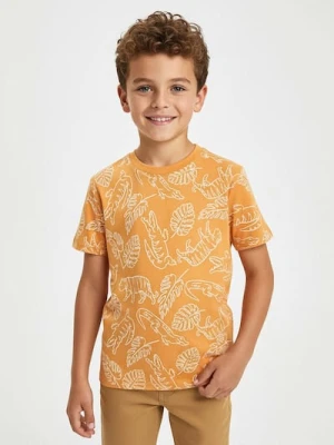 Sinsay - Koszulka we wzór roślinny - pomarańczowy