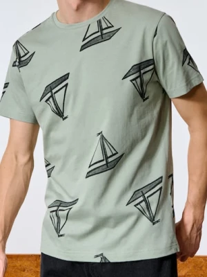 Sinsay - Koszulka we wzory - zielony