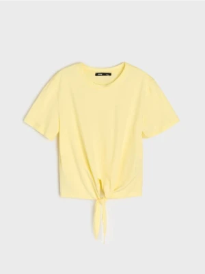 Sinsay - Koszulka wiązana w talii - yellow jeans