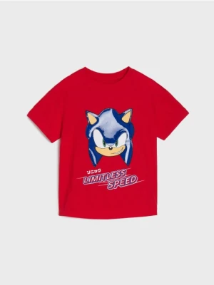 Sinsay - Koszulka z aplikacją Sonic the Hedgehog: Modern - czerwony