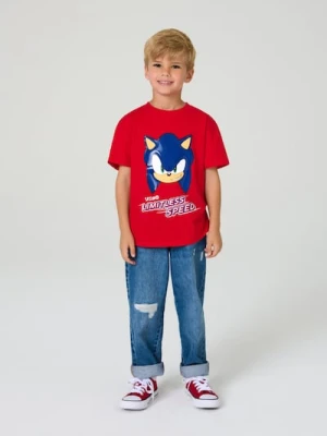 Sinsay - Koszulka z aplikacją Sonic the Hedgehog: Modern - czerwony