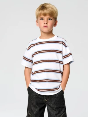 Sinsay - Koszulka z bawełną w paski - kremowy