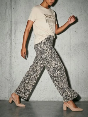 Sinsay - Koszulka z błyszczącą aplikacją - beżowy