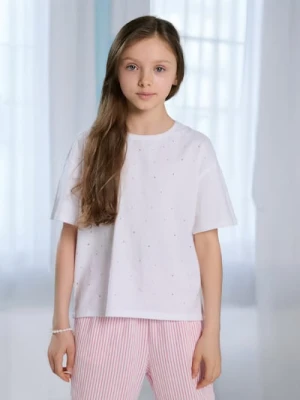 Sinsay - Koszulka z cyrkoniami - biały