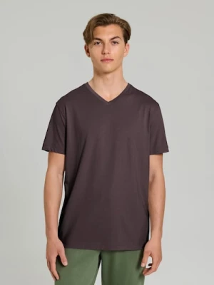 Sinsay - Koszulka z dekoltem w serek - brązowy