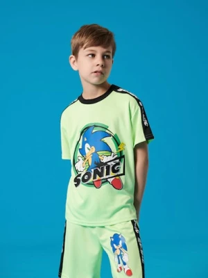 Sinsay - Koszulka z dekoracyjną taśmą na rękawach Sonic the Hedgehog - zielony