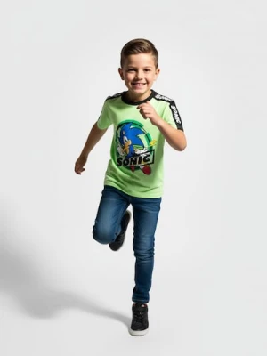 Zdjęcie produktu Sinsay - Koszulka z dekoracyjną taśmą na rękawach Sonic the Hedgehog - zielony