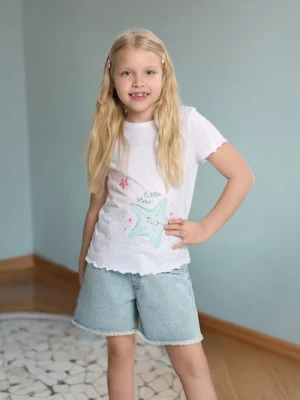 Sinsay - Koszulka z delikatnie błyszczącą aplikacją - biały