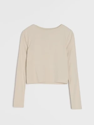 Sinsay - Koszulka z długim rękawem basic - kremowy