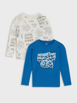 Sinsay - Koszulka z długimi rękawami 2 pack - niebieski