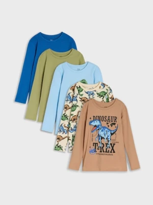 Sinsay - Koszulka z długimi rękawami 5-pack - błękitny