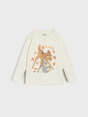 Sinsay - Koszulka z długimi rękawami Bambi - kremowy
