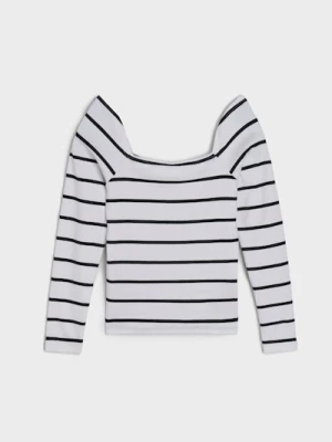 Sinsay - Koszulka z długimi rękawami - biały