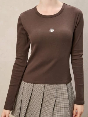 Sinsay - Koszulka z długimi rękawami - brązowy