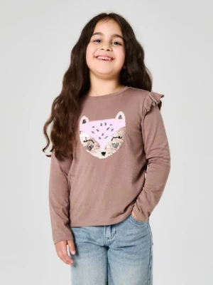 Sinsay - Koszulka z długimi rękawami - brązowy