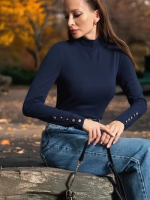 Sinsay - Koszulka z długimi rękawami - granatowy