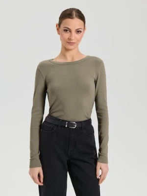 Sinsay - Koszulka z długimi rękawami - khaki