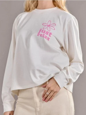 Sinsay - Koszulka z długimi rękawami - kremowy