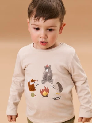 Sinsay - Koszulka z długimi rękawami - kremowy