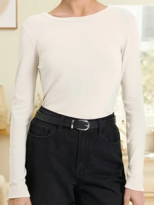 Sinsay - Koszulka z długimi rękawami - kremowy