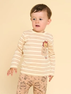 Sinsay - Koszulka z długimi rękawami Mini Smiley - kremowy