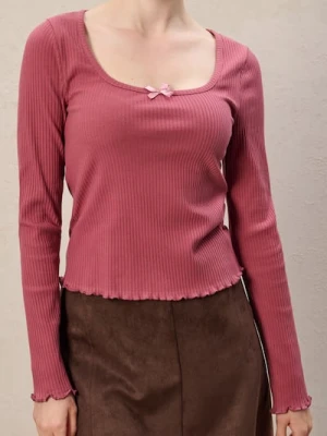 Sinsay - Koszulka z długimi rękawami - różowy