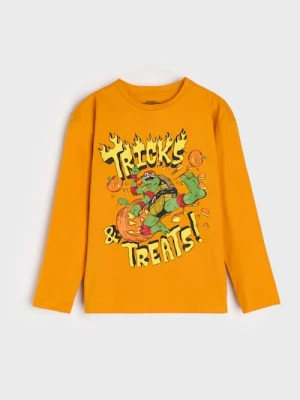 Sinsay - Koszulka z długimi rękawami Teenage Mutant Ninja Turtles - pomarańczowy