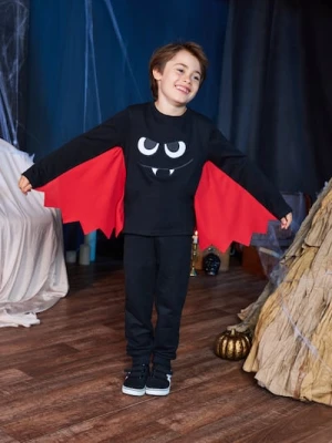 Sinsay - Koszulka z długimi rękawami z motywem nietoperza - czarny