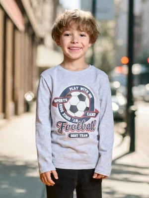 Sinsay - Koszulka z długimi rękawami z motywem piłkarskim - szary