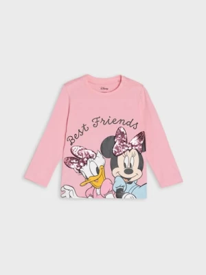 Sinsay - Koszulka z długimi rękawami zdobiona cekinami Minnie Mouse - różowy