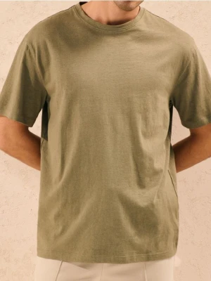 Sinsay - Koszulka z domieszką lnu - zielony