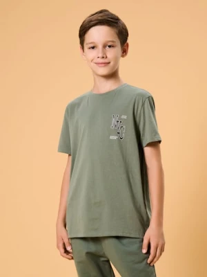 Sinsay - Koszulka z drobnym napisem - green spruce