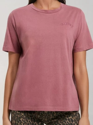 Sinsay - Koszulka z drobnym napisem - różowy