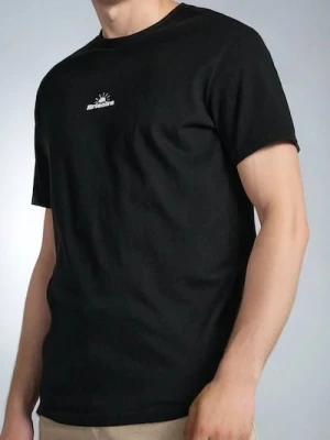 Sinsay - Koszulka z drobnym ozdobnym napisem - czarny