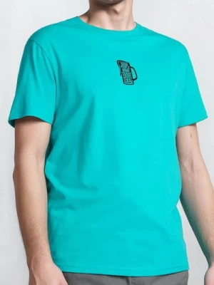 Sinsay - Koszulka z drobnym ozdobnym napisem - niebieski