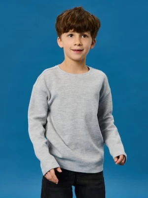 Sinsay - Koszulka z dzianiny strukturalnej ottoman z długim rękawem - szary