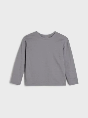 Sinsay - Koszulka z dzianiny strukturalnej z długim rękawem - szary