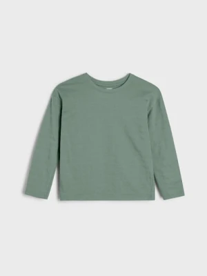 Sinsay - Koszulka z dzianiny strukturalnej z długim rękawem - zielony