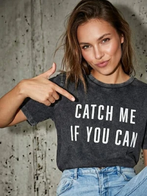 Sinsay - Koszulka z efektem sprania - szary