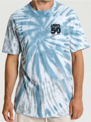 Sinsay - Koszulka z efektem tie dye Jaws - błękitny