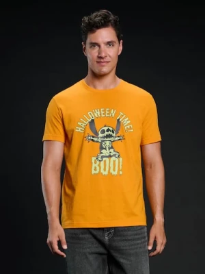 Sinsay - Koszulka z fluorescencyjnym nadrukiem na Halloween Stitch - pomarańczowy