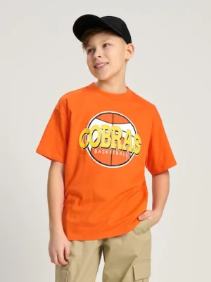 Sinsay - Koszulka z kolorowym nadrukiem - pomarańczowy