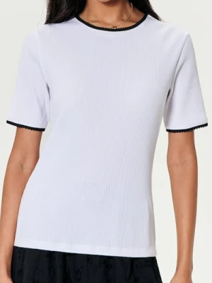 Sinsay - Koszulka z kontrastową lamówką - biały