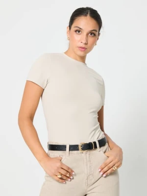 Sinsay - Koszulka z krótkim rękawem basic - beżowy