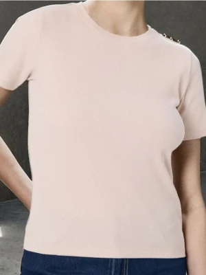 Sinsay - Koszulka z krótkim rękawem - beżowy