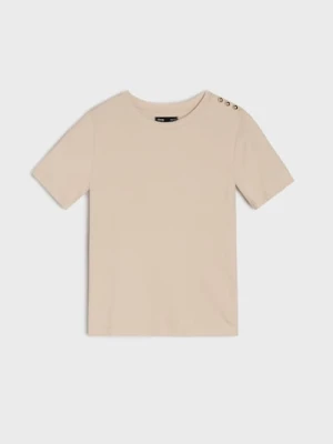 Sinsay - Koszulka z krótkim rękawem - beżowy