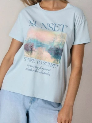 Sinsay - Koszulka z krótkim rękawem - błękitny