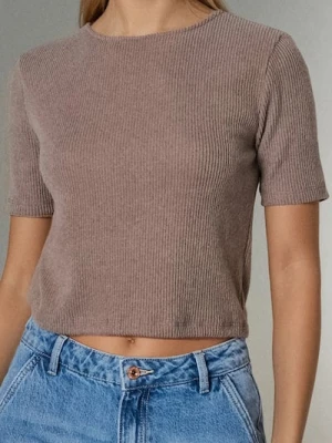 Sinsay - Koszulka z krótkim rękawem - brązowy