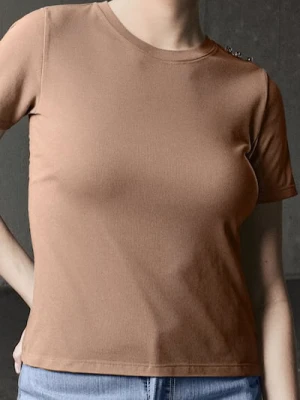 Sinsay - Koszulka z krótkim rękawem - brązowy