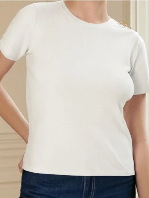 Sinsay - Koszulka z krótkim rękawem - kremowy